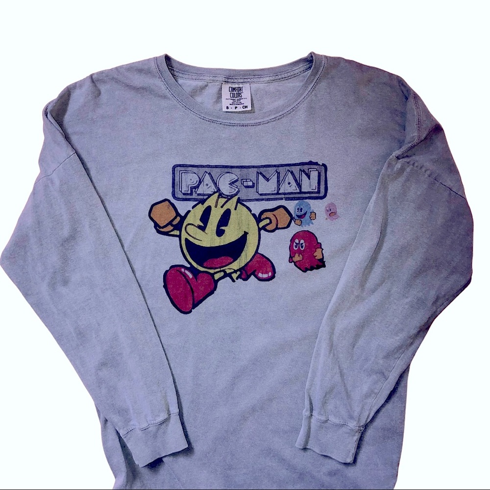 Comfort Colors Gray Pac-Man Long Sleeve Tee